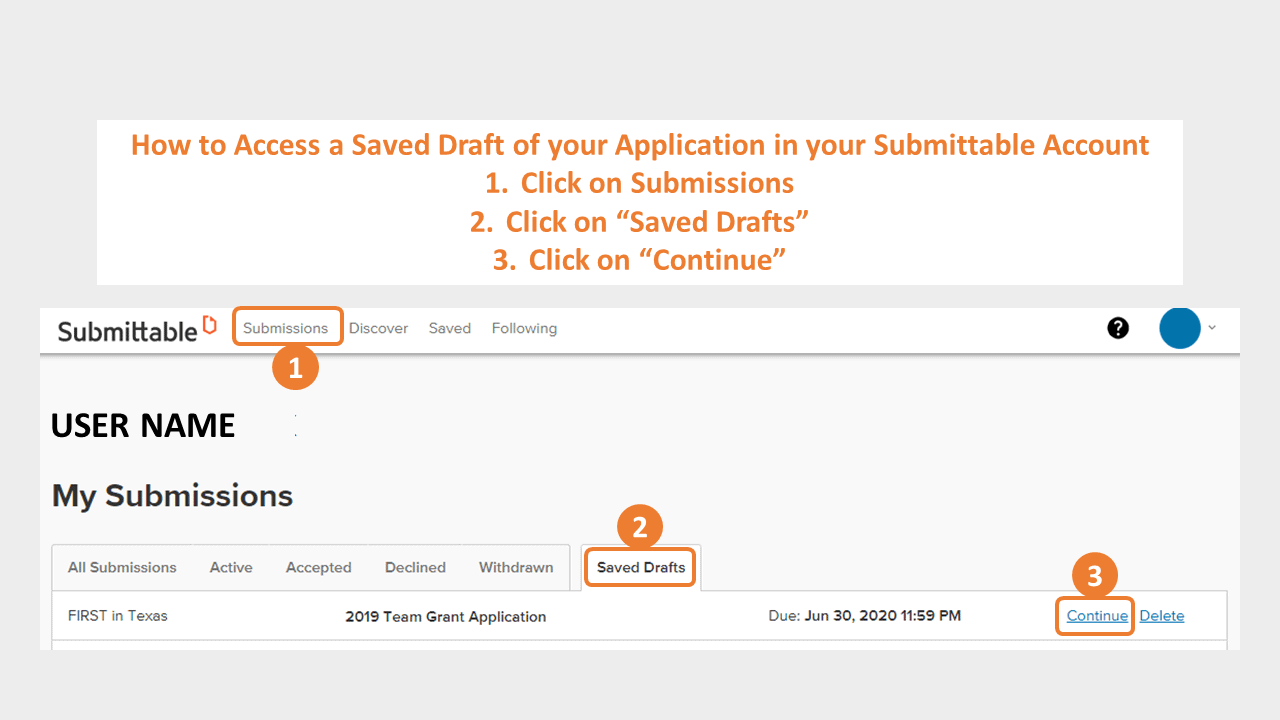 how to find draft submissions