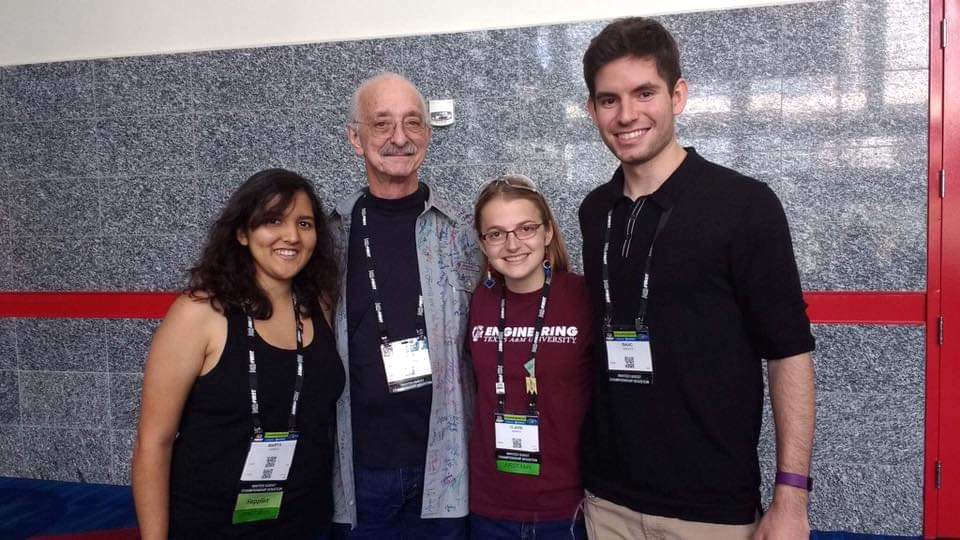 FIRST Alumni Network - Texas members with Woodie Flowers from FIRST