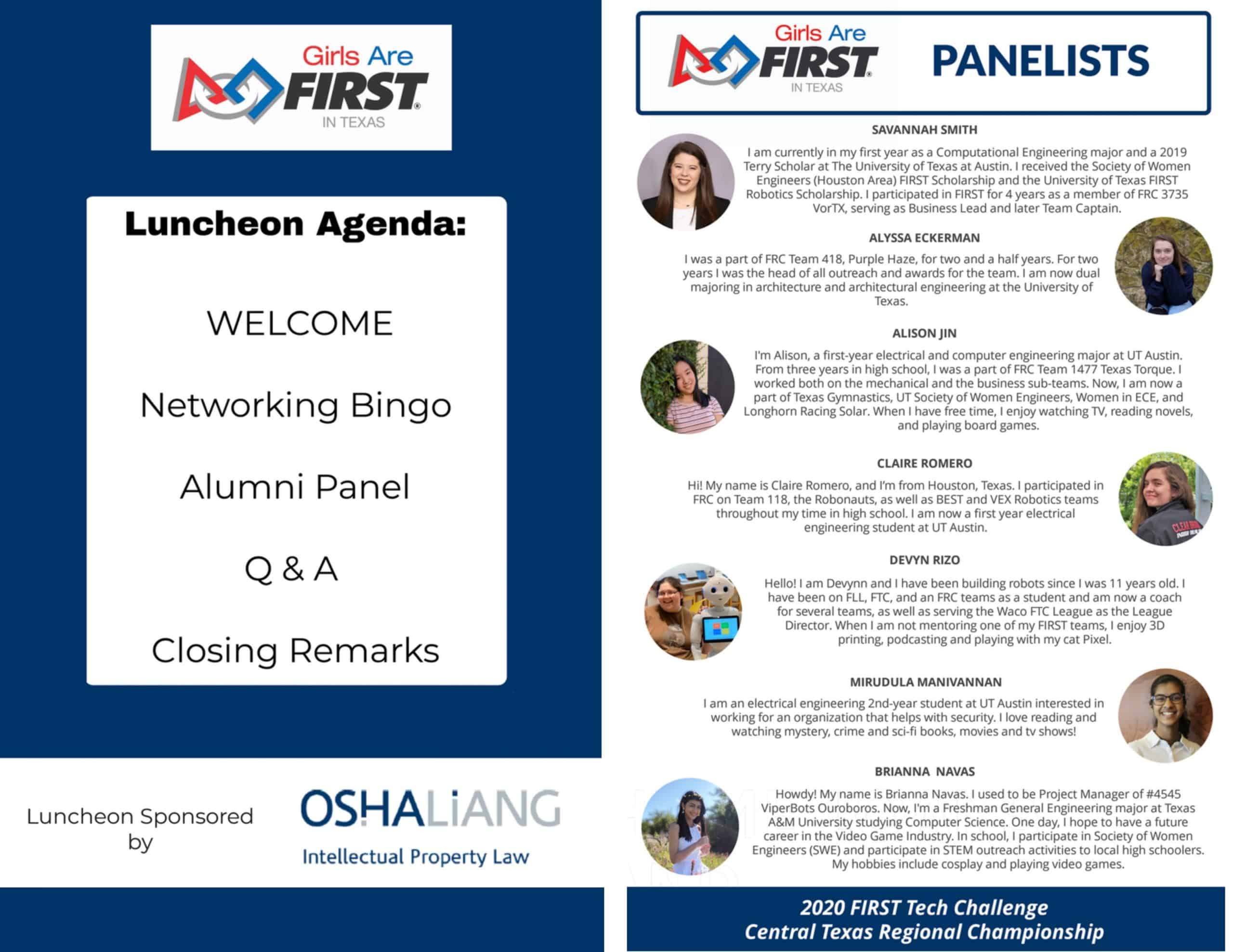 Girls Are FIRST in Texas Agenda & Panelists