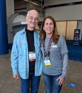 picture of Patricia Baumhart with Woodie Flowers at FIRST Championship in Houston