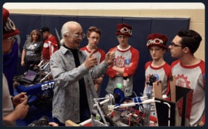 Woodie Flowers with the Woodrow Wilson Robocats FRC Team