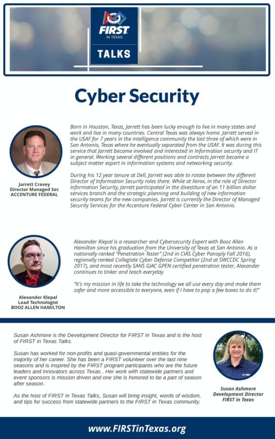 FIRST in Texas Talks: Cyber Security - FIRST in Texas : FIRST in Texas