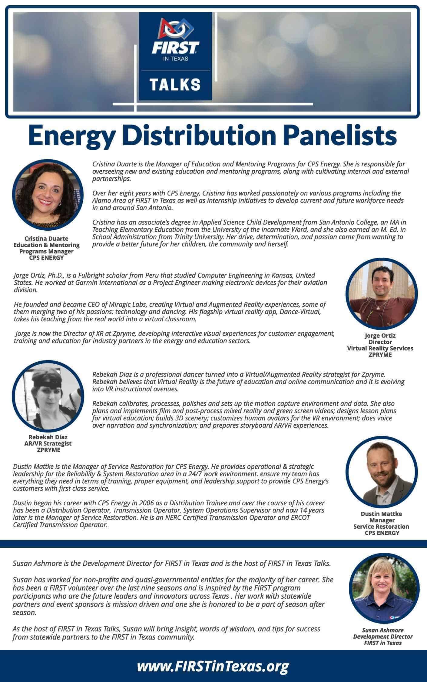 FIRST in Texas Talks - Energy Distribution Panelist Program