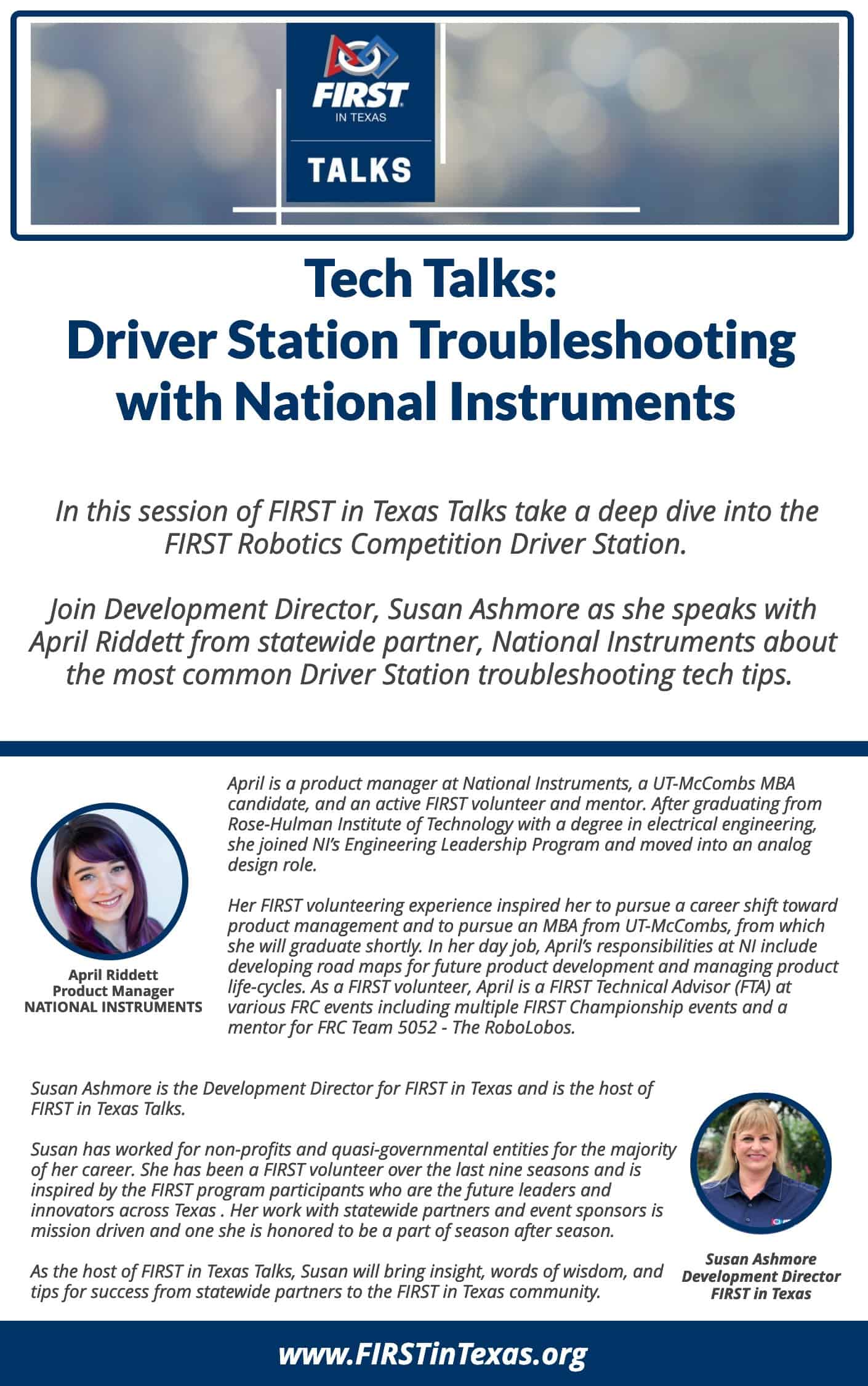 FIRST in Texas Tech Talk: Troubleshooting FRC Driver Station Panelist Program