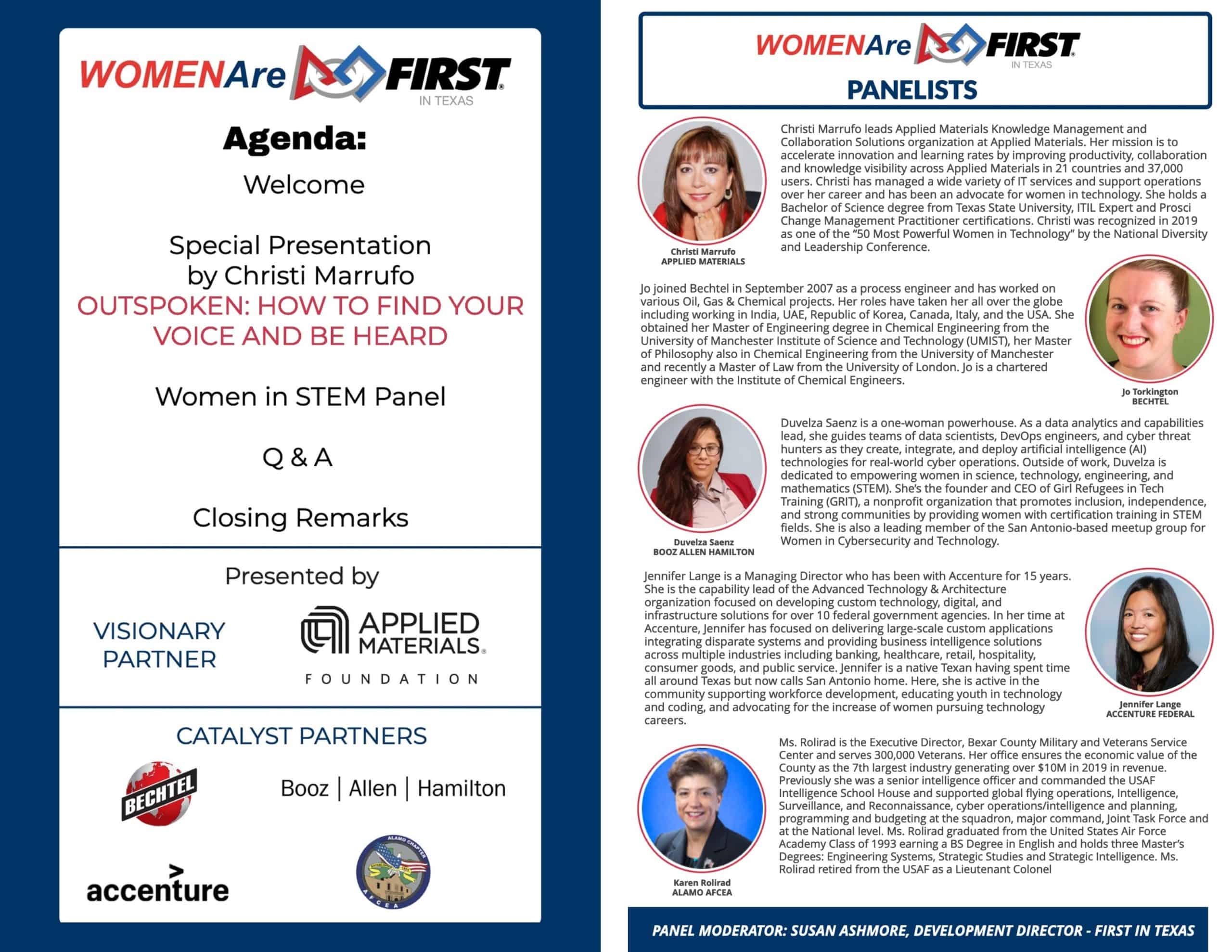 Women Are FIRST in Texas 2020 Agenda and Panelist Program