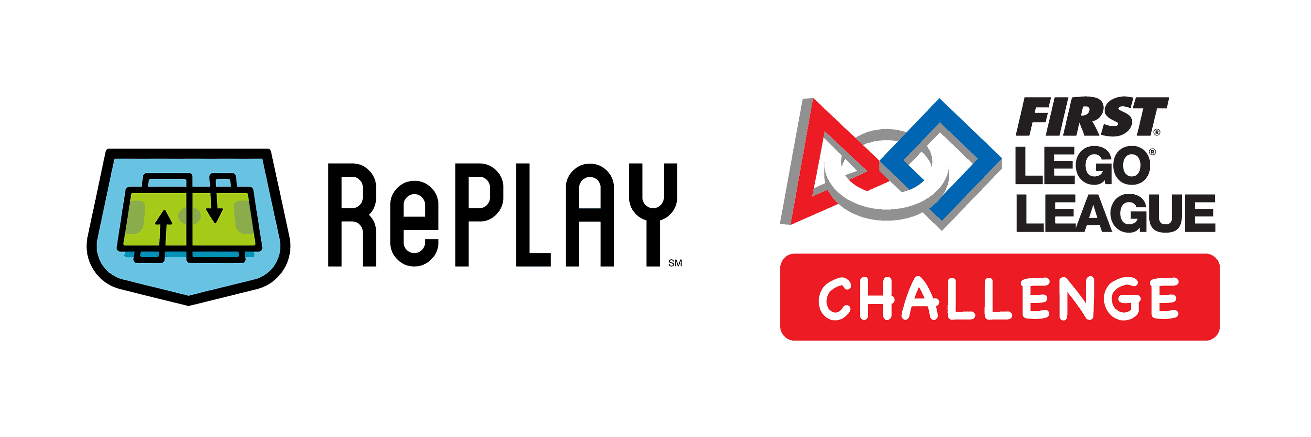 2020-2021 RePLAY Game Challenge logo + FIRST LEGO League Challenge logo side by side